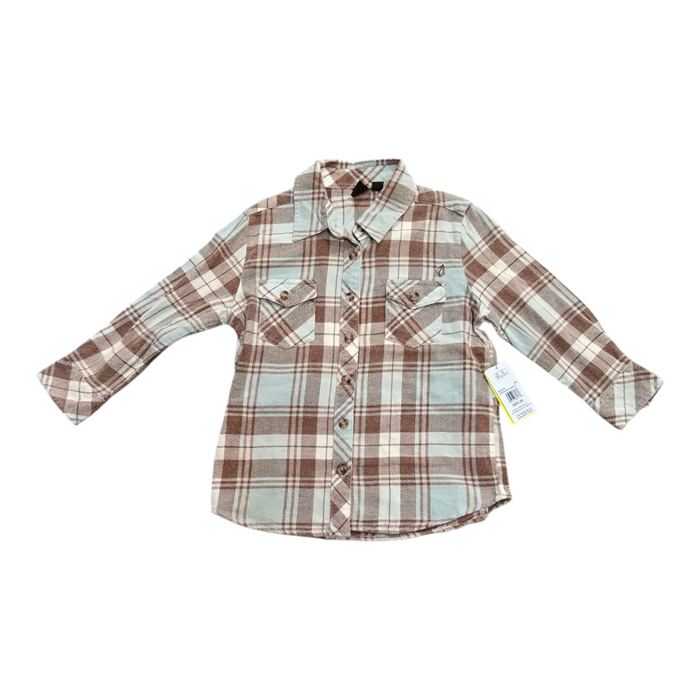 NWT Volcom Girls Getting Rad Plaid Long Sleeve Button Down XXS4